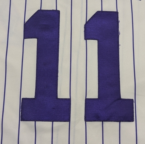 Majestic MLB Arizona D-Backs Men's XL Ivory Purple Pin-stripe #11 Sexson Jersey - Picture 11 of 16
